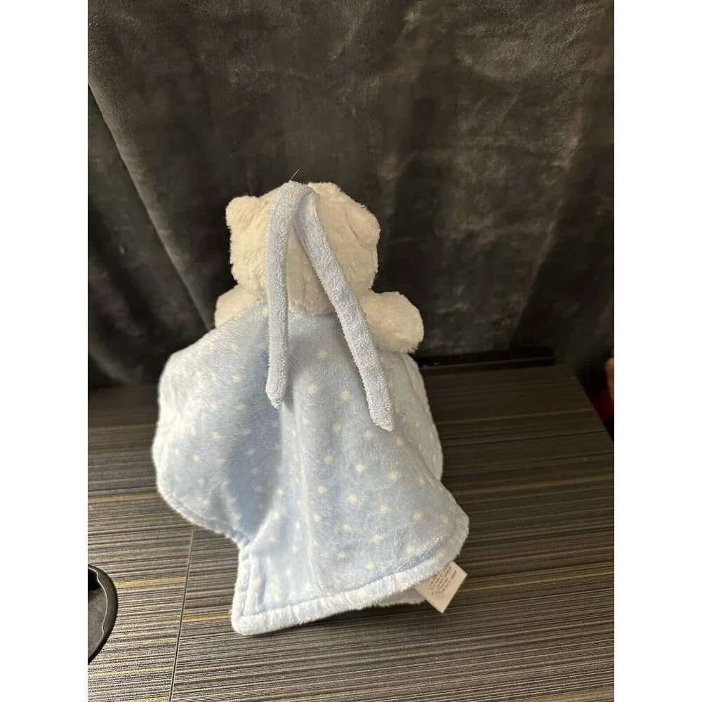 Blankets And‎ Beyond White Bear Polka Dot Blue Security Blanket Baby Lovey